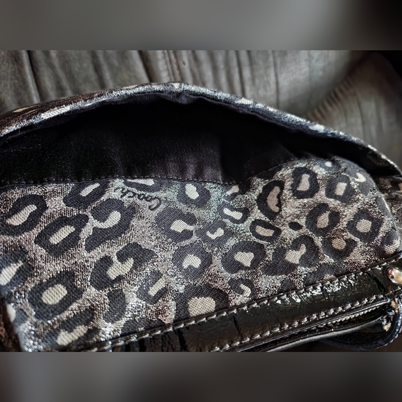 VINTAGE COACH audrey ocelot Metallic sparkly Bling Cheetah Print Shoulder Purse - Picture 12 of 16